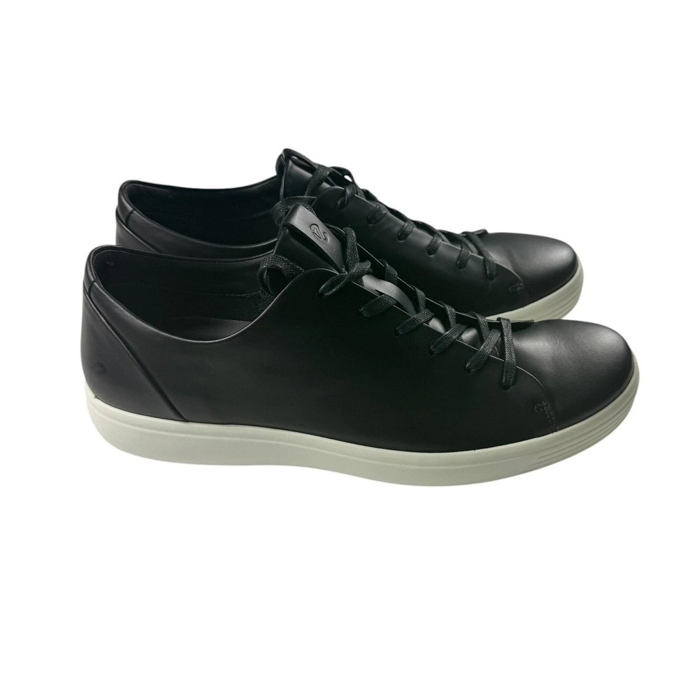 ECCO Soft 7 M Sneakers Mens 9-9.5 Black Leather Lace Up Low Top 470794 01001 NEW